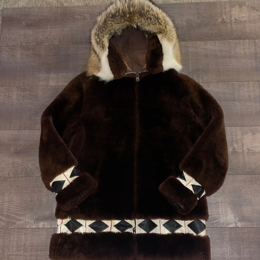 Vintage Rare Authentic 1960s Mutton / Wolves Fur Eskimo Alaska Zip up jacket